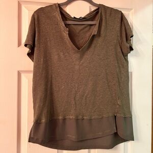 Sanctuary Olive Layered Hem V-Neck Tee